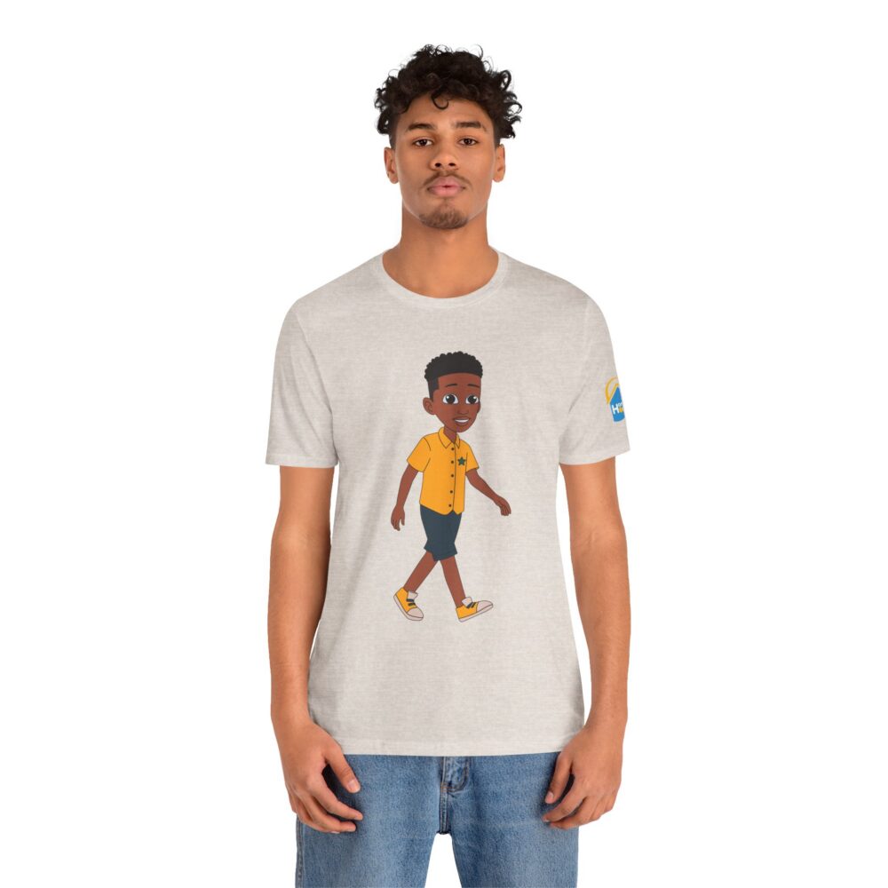 Cartoon Walking Boy T-Shirt | Adult Graphic Tee, Shirt Design