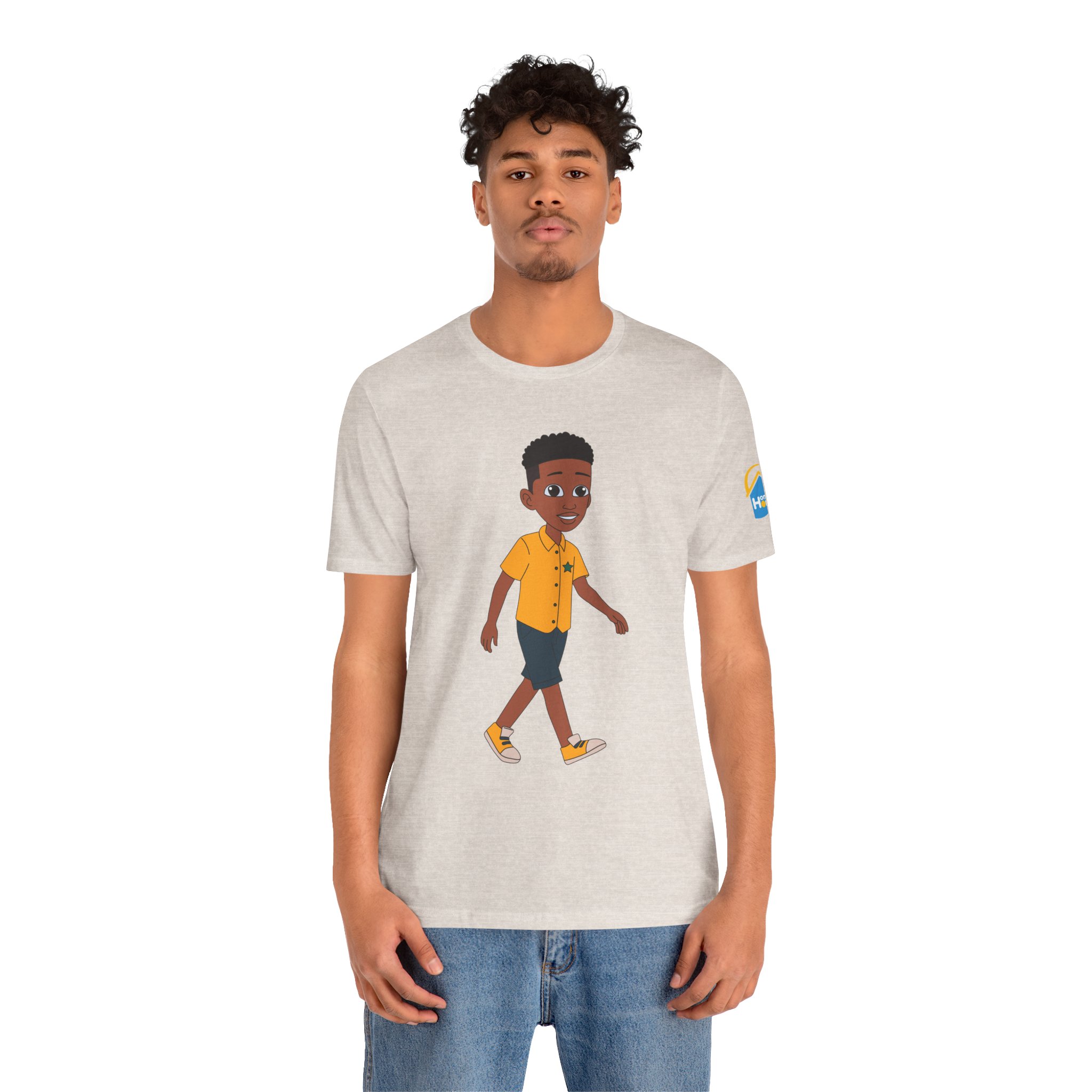 Cartoon Walking Boy T-Shirt | Adult Graphic Tee, Shirt Design