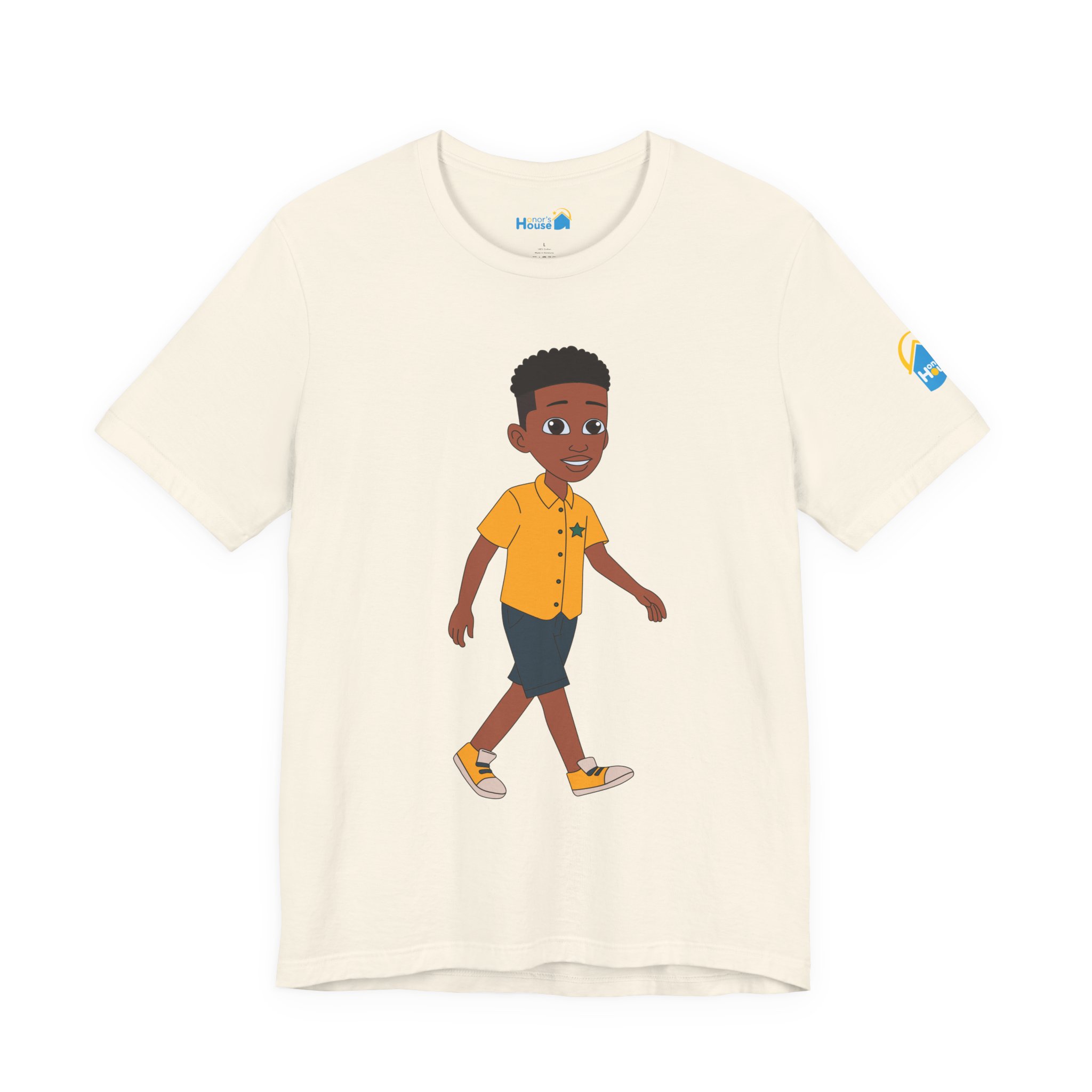 Cartoon Walking Boy T-Shirt | Adult Graphic Tee, Shirt Design - Image 3