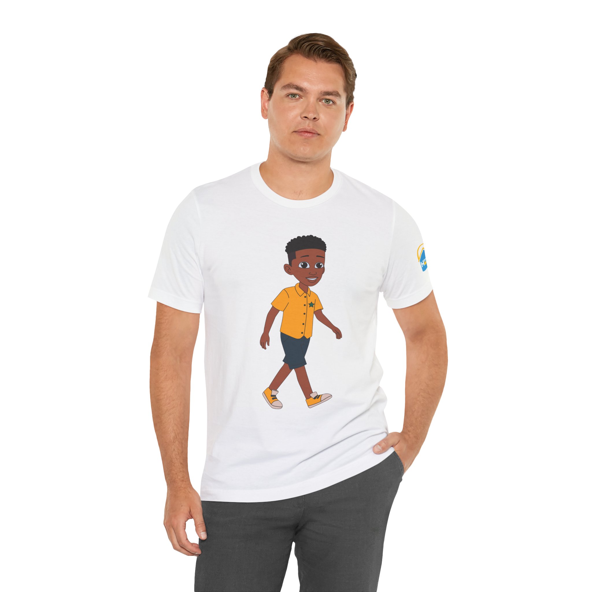 Cartoon Walking Boy T-Shirt | Adult Graphic Tee, Shirt Design - Image 4