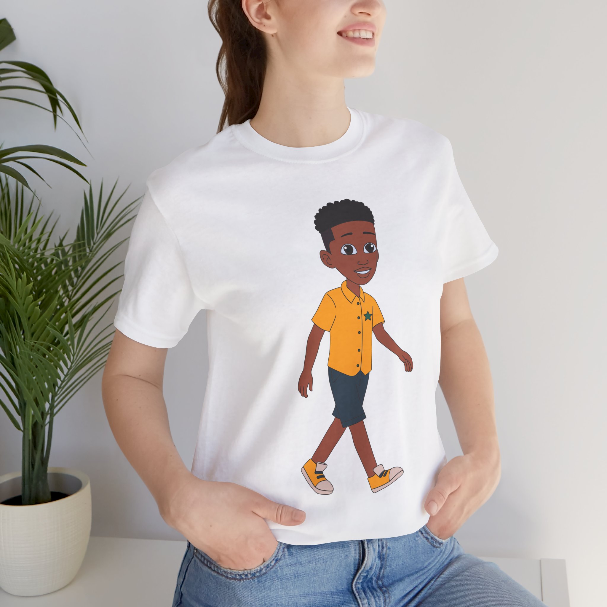 Cartoon Walking Boy T-Shirt | Adult Graphic Tee, Shirt Design - Image 6