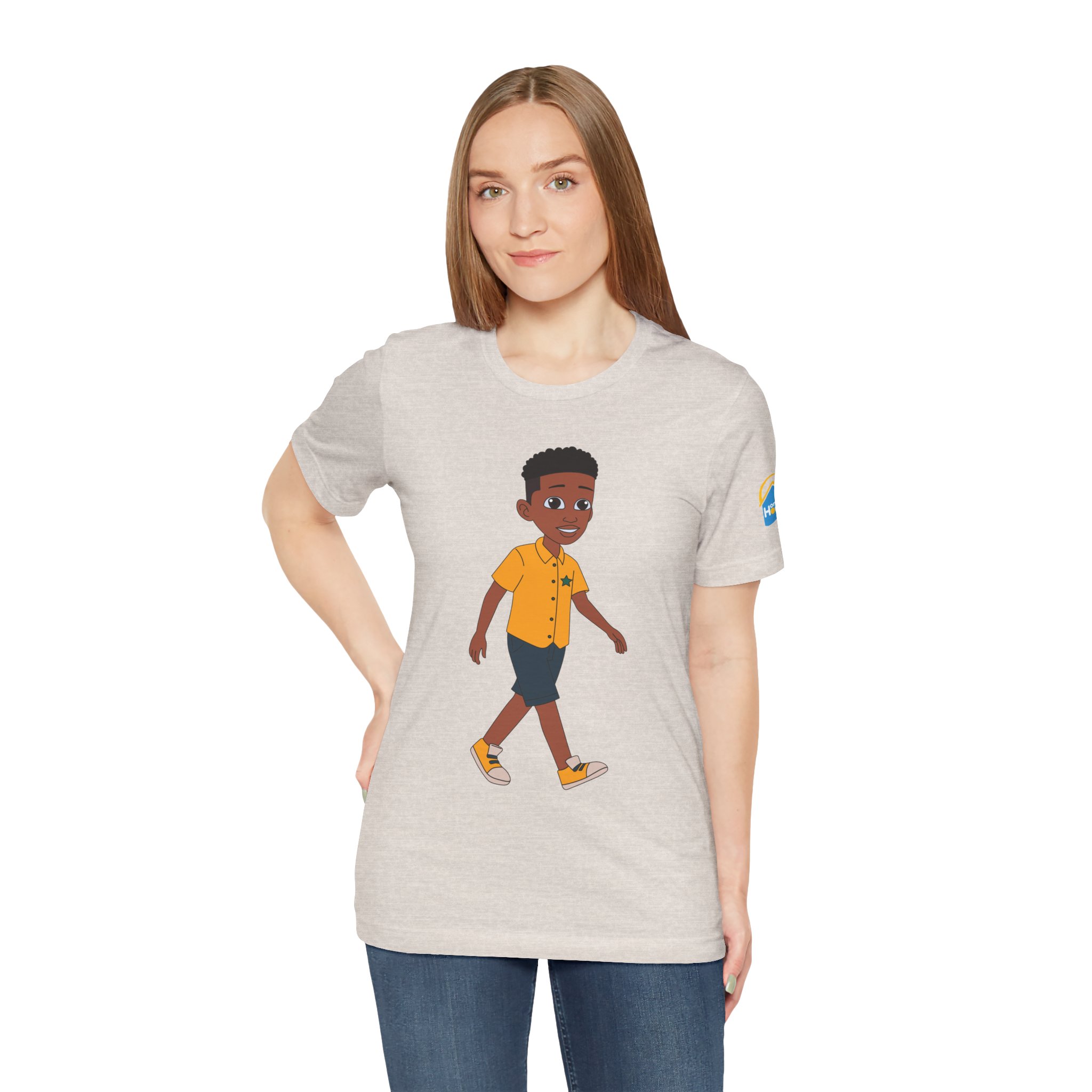 Cartoon Walking Boy T-Shirt | Adult Graphic Tee, Shirt Design - Image 2